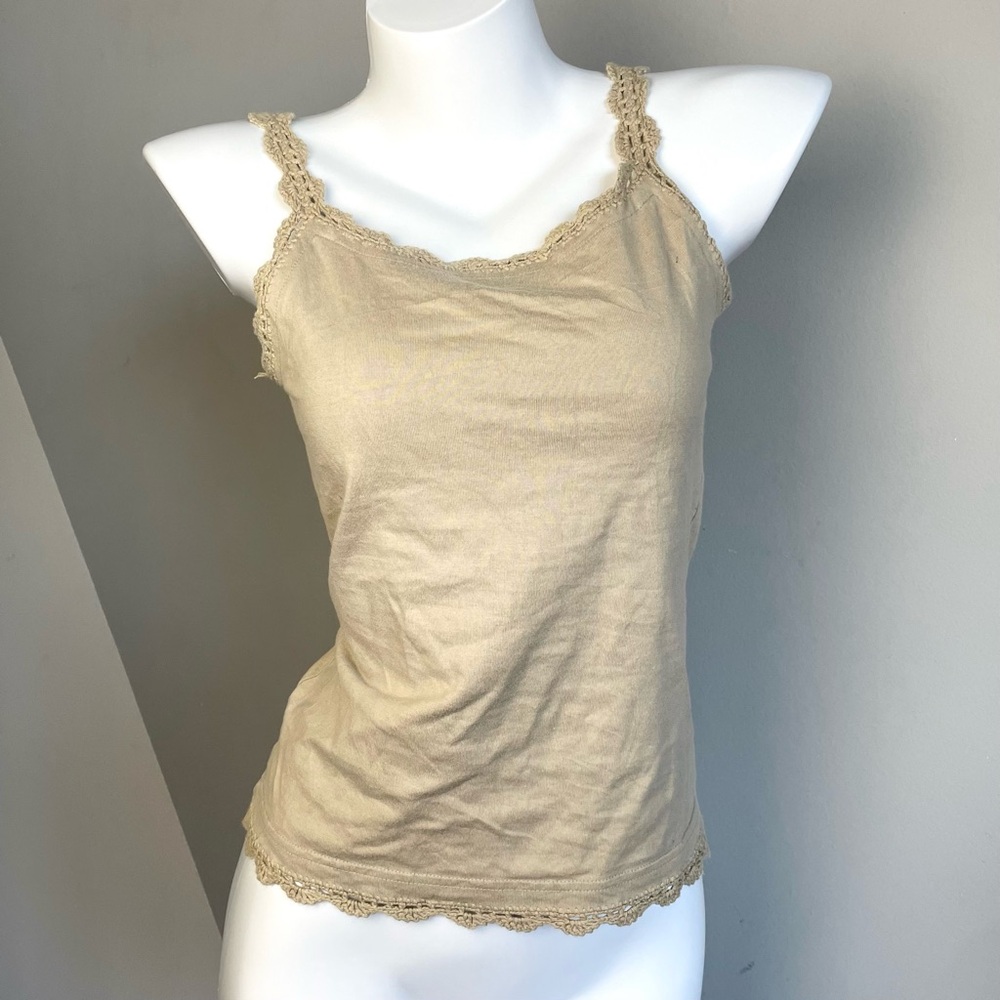 Beige Cami Top With Lace Trim